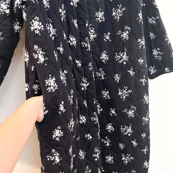 RIXO Cleo Quilted Black Floral Collared Bohemian Designer Longline Long Coat XL - Picture 4 of 11